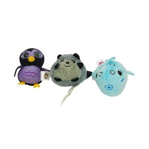 Surprizamals Mini Plush Owl Racoon Whale Glitter Eyes Stuffed Animal Lot Of 3